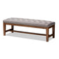 Ainsley Modern and Contemporary Grey Fabric Upholstered Walnut Finished Solid Rubberwood Bench FredCo