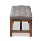 Ainsley Modern and Contemporary Grey Fabric Upholstered Walnut Finished Solid Rubberwood Bench FredCo
