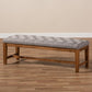 Ainsley Modern and Contemporary Grey Fabric Upholstered Walnut Finished Solid Rubberwood Bench FredCo