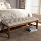 Ainsley Modern and Contemporary Light Beige Fabric Upholstered Walnut Finished Solid Rubberwood Bench FredCo
