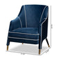 Ainslie Glam and Luxe Navy Blue Velvet Fabric Upholstered Gold Finished Armchair FredCo