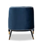 Ainslie Glam and Luxe Navy Blue Velvet Fabric Upholstered Gold Finished Armchair FredCo