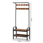 Aislin Vintage Rustic Industrial Distressed Wood and Black Metal Finished Entryway Hall Tree FredCo