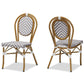 Alaire Classic French Indoor and Outdoor Grey and White Bamboo Style Stackable 2-Piece Bistro Dining Chair Set FredCo