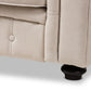 Alaise Modern Classic Beige Linen Tufted Scroll Arm Chesterfield Loveseat FredCo