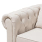 Alaise Modern Classic Beige Linen Tufted Scroll Arm Chesterfield Loveseat FredCo