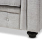 Alaise Modern Classic Grey Linen Tufted Scroll Arm Chesterfield Loveseat FredCo