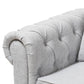 Alaise Modern Classic Grey Linen Tufted Scroll Arm Chesterfield Loveseat FredCo