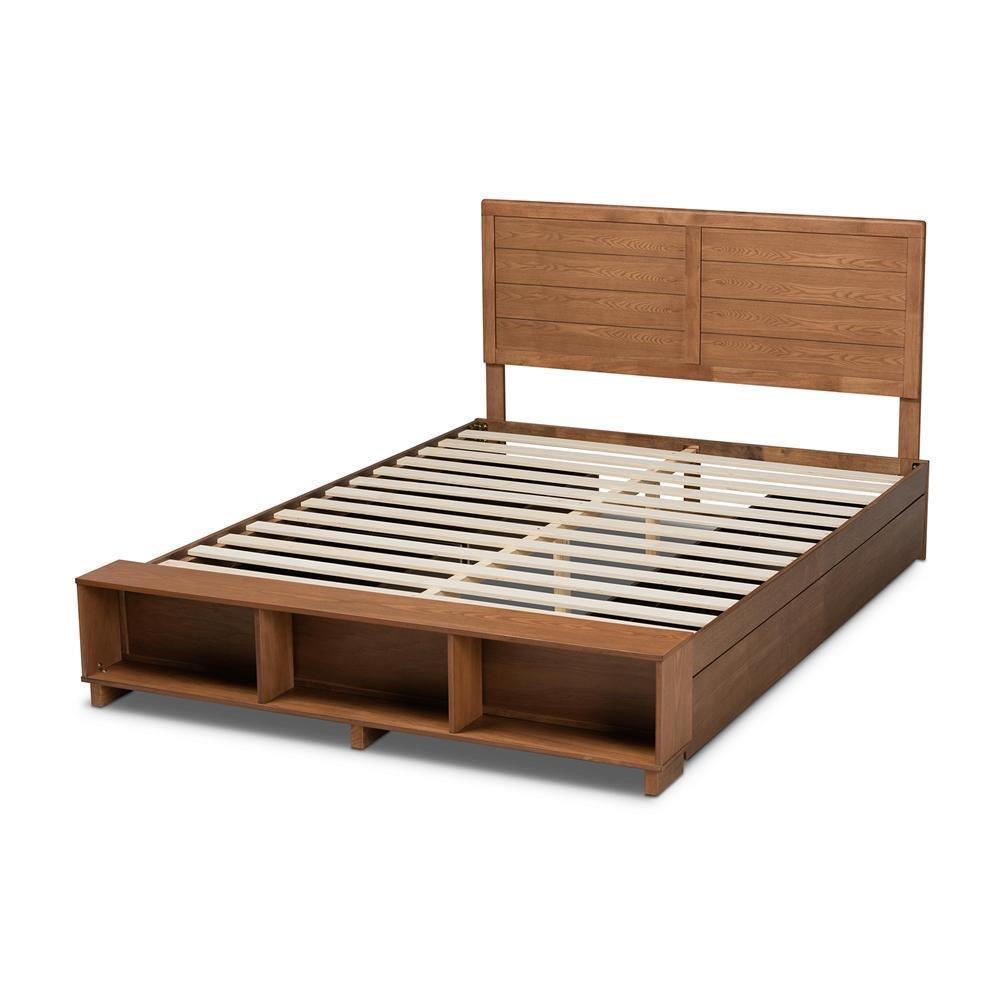 Alba Modern Transitional Ash Walnut Brown Finished Wood Queen Size 4-Drawer Platform Storage Bed FredCo