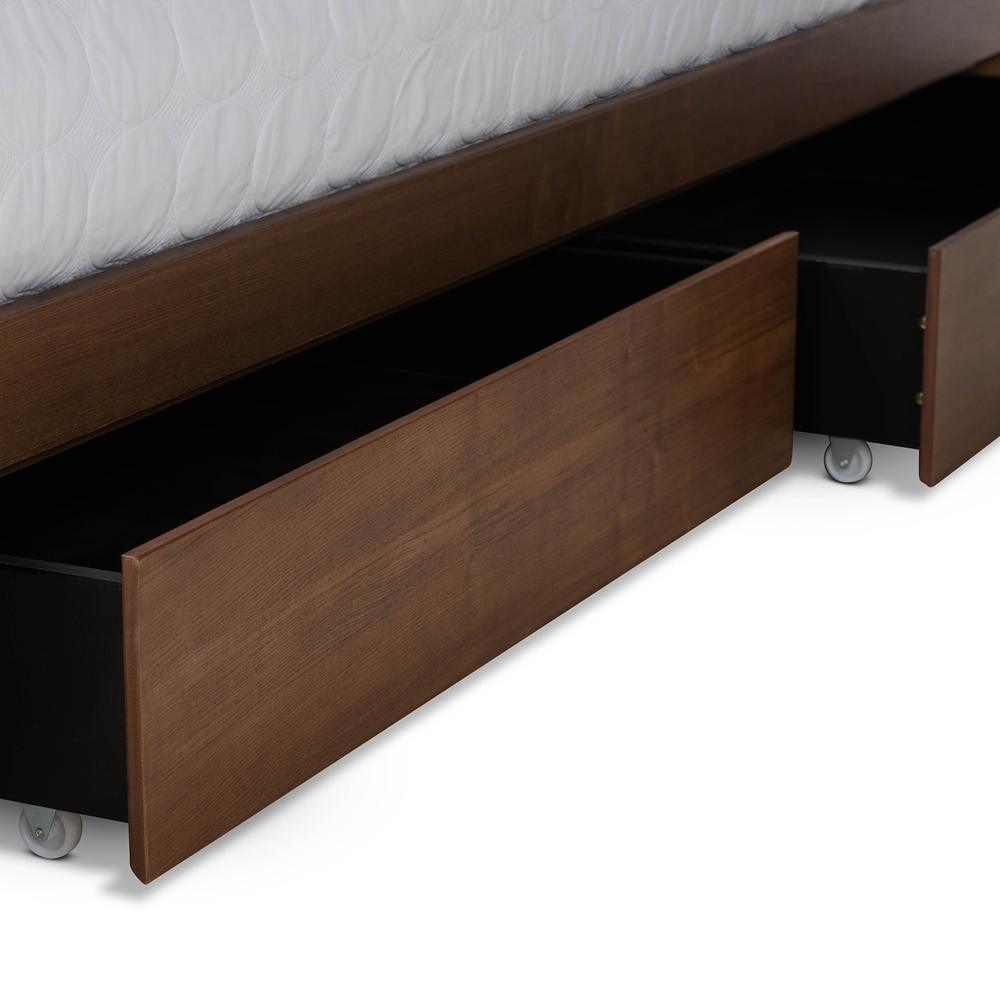 Alba Modern Transitional Ash Walnut Brown Finished Wood Queen Size 4-Drawer Platform Storage Bed FredCo