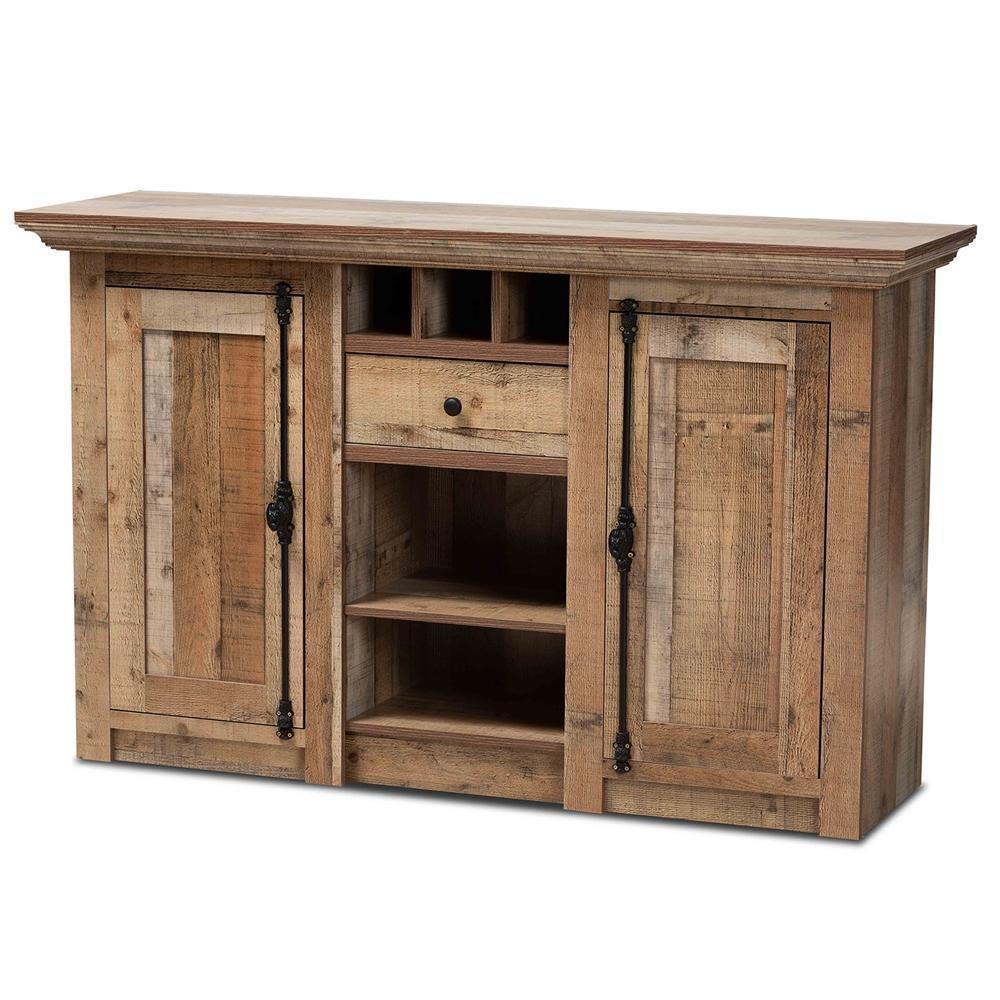 Albert Modern and Contemporary Farmhouse Rustic Finished Wood 2-Door Dining Room Sideboard Buffet FredCo