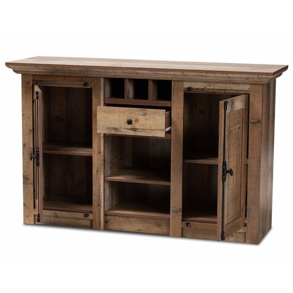 Albert Modern and Contemporary Farmhouse Rustic Finished Wood 2-Door Dining Room Sideboard Buffet FredCo