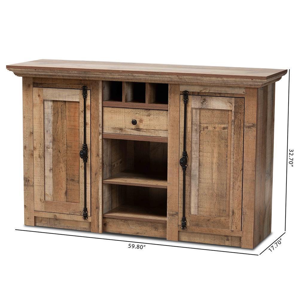Albert Modern and Contemporary Farmhouse Rustic Finished Wood 2-Door Dining Room Sideboard Buffet FredCo