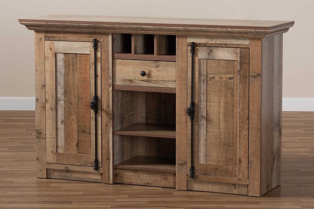 Albert Modern and Contemporary Farmhouse Rustic Finished Wood 2-Door Dining Room Sideboard Buffet FredCo