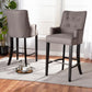 Aldon Modern and Contemporary Grey Fabric Upholstered and Dark Brown Finished Wood 2-Piece Bar Stool Set FredCo