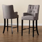Aldon Modern and Contemporary Grey Fabric Upholstered and Dark Brown Finished Wood 2-Piece Bar Stool Set FredCo