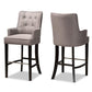 Aldon Modern and Contemporary Grey Fabric Upholstered and Dark Brown Finished Wood 2-Piece Bar Stool Set FredCo