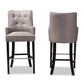Aldon Modern and Contemporary Grey Fabric Upholstered and Dark Brown Finished Wood 2-Piece Bar Stool Set FredCo