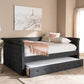 Alena Modern and Contemporary Dark Grey Fabric Upholstered Queen Size Daybed with Trundle FredCo