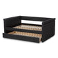 Alena Modern and Contemporary Dark Grey Fabric Upholstered Queen Size Daybed with Trundle FredCo