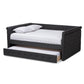 Alena Modern and Contemporary Dark Grey Fabric Upholstered Queen Size Daybed with Trundle FredCo