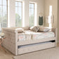Alena Modern and Contemporary Light Beige Fabric Upholstered Full Size Daybed with Trundle FredCo