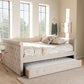 Alena Modern and Contemporary Light Beige Fabric Upholstered Full Size Daybed with Trundle FredCo
