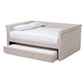 Alena Modern and Contemporary Light Beige Fabric Upholstered Full Size Daybed with Trundle FredCo