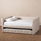 Alena Modern and Contemporary Light Beige Fabric Upholstered Full Size Daybed with Trundle FredCo