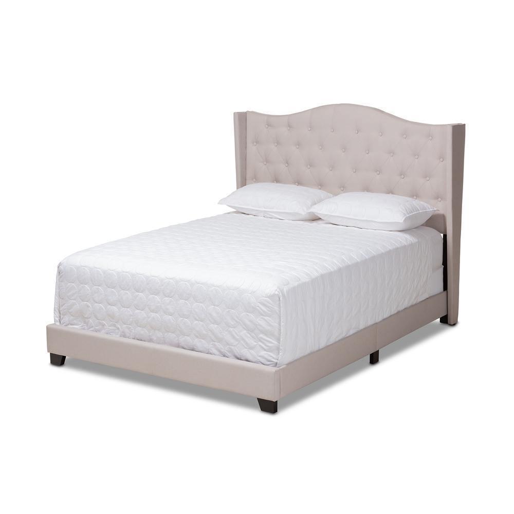 Alesha Modern and Contemporary Beige Fabric Upholstered King Size Bed FredCo