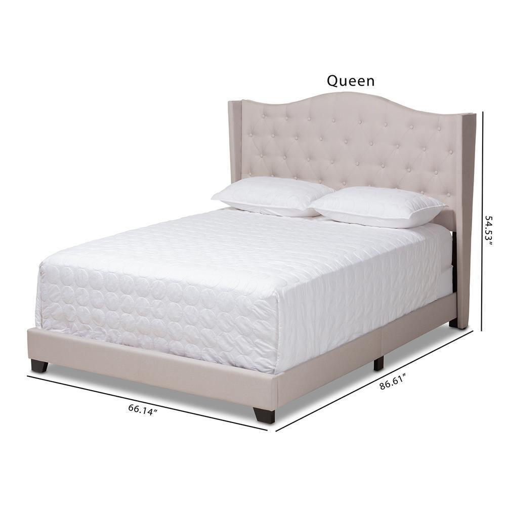 Alesha Modern and Contemporary Beige Fabric Upholstered King Size Bed FredCo