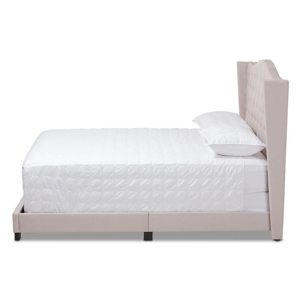 Alesha Modern and Contemporary Beige Fabric Upholstered King Size Bed FredCo