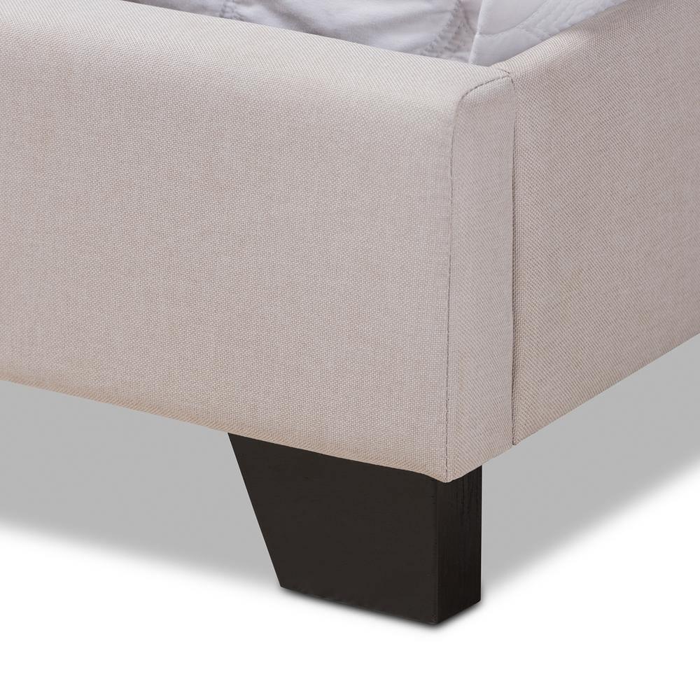 Alesha Modern and Contemporary Beige Fabric Upholstered King Size Bed FredCo