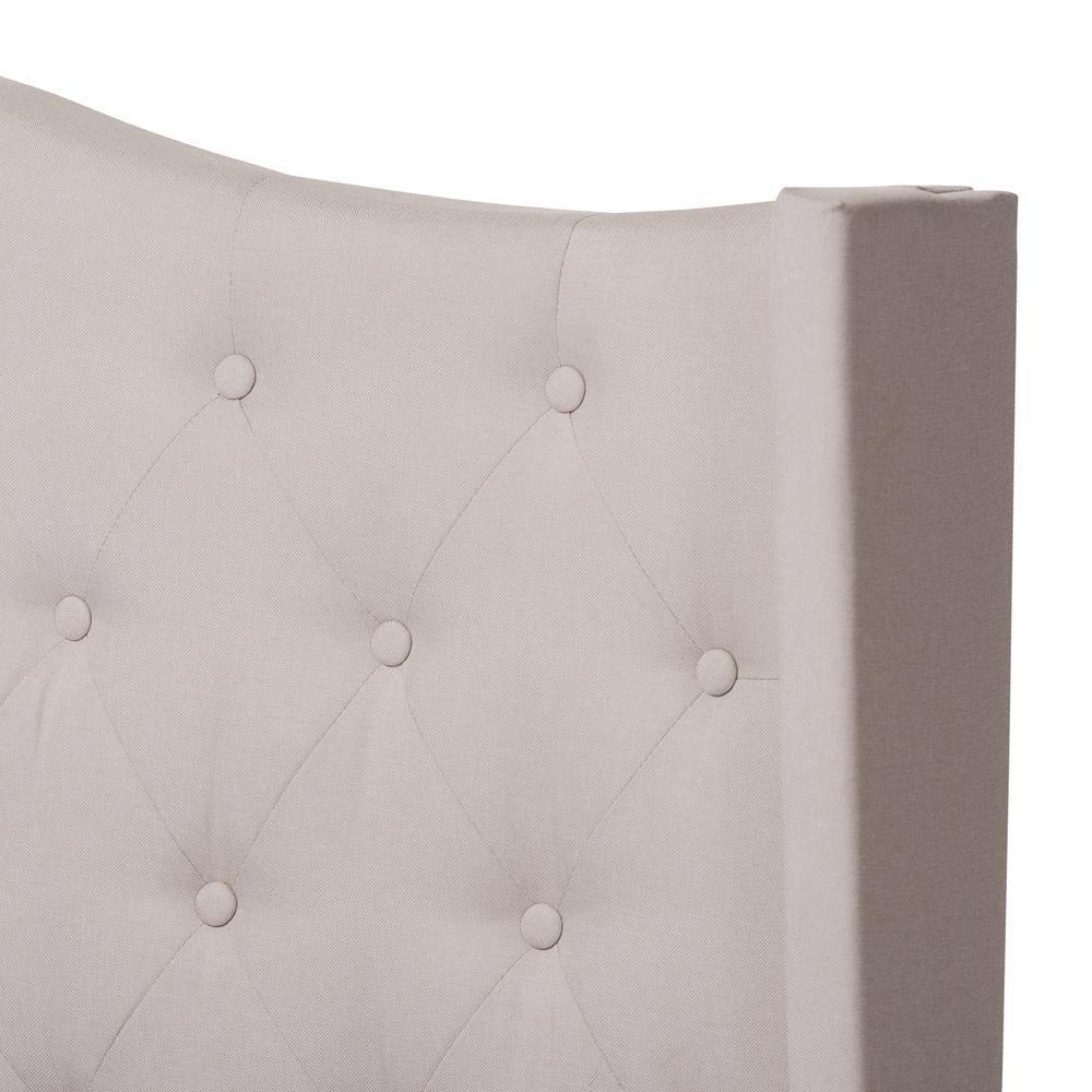 Alesha Modern and Contemporary Beige Fabric Upholstered King Size Bed FredCo