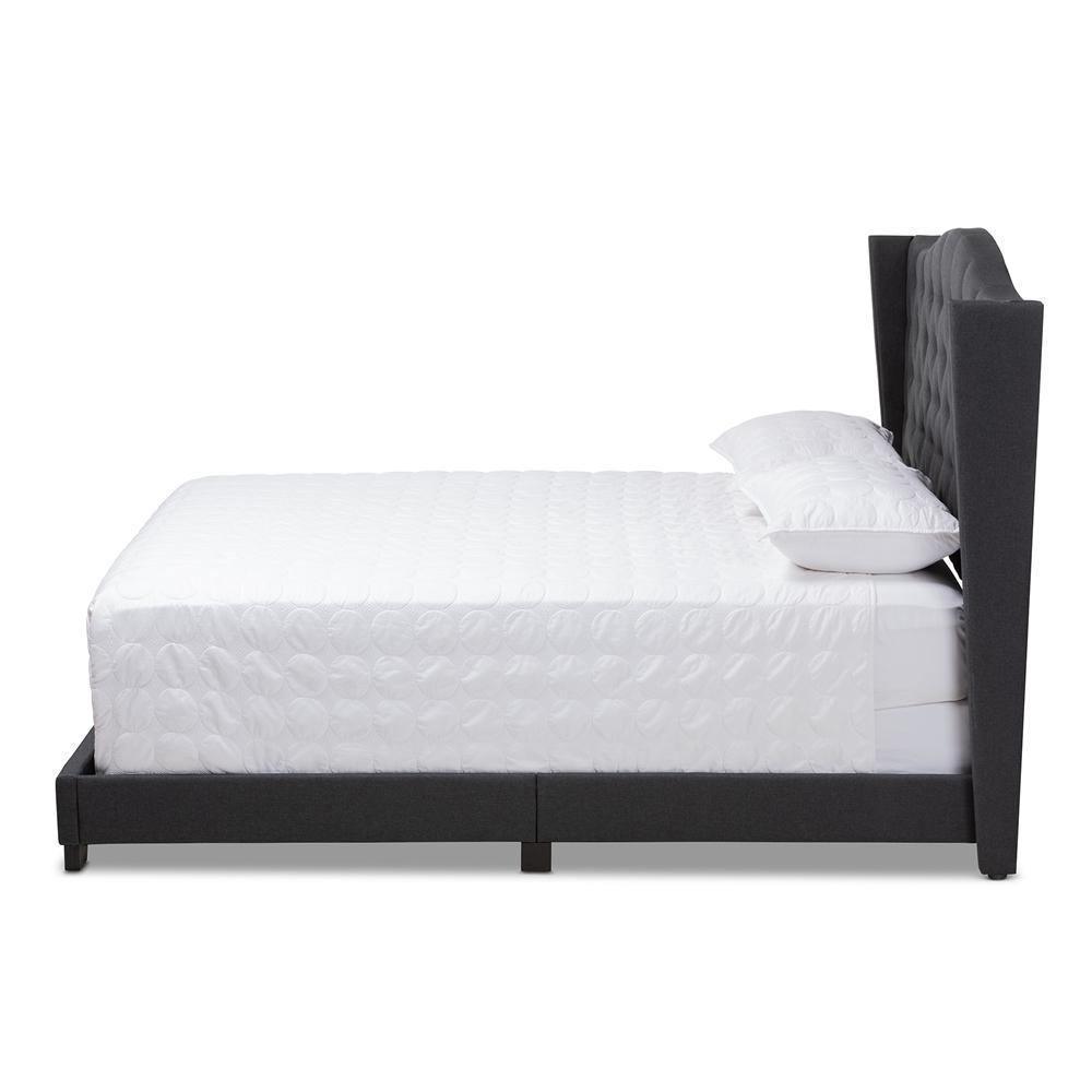 Alesha Modern and Contemporary Charcoal Grey Fabric Upholstered Queen Size Bed FredCo