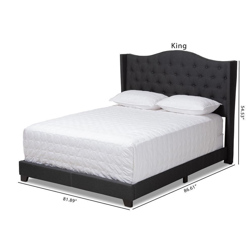 Alesha Modern and Contemporary Charcoal Grey Fabric Upholstered Queen Size Bed FredCo