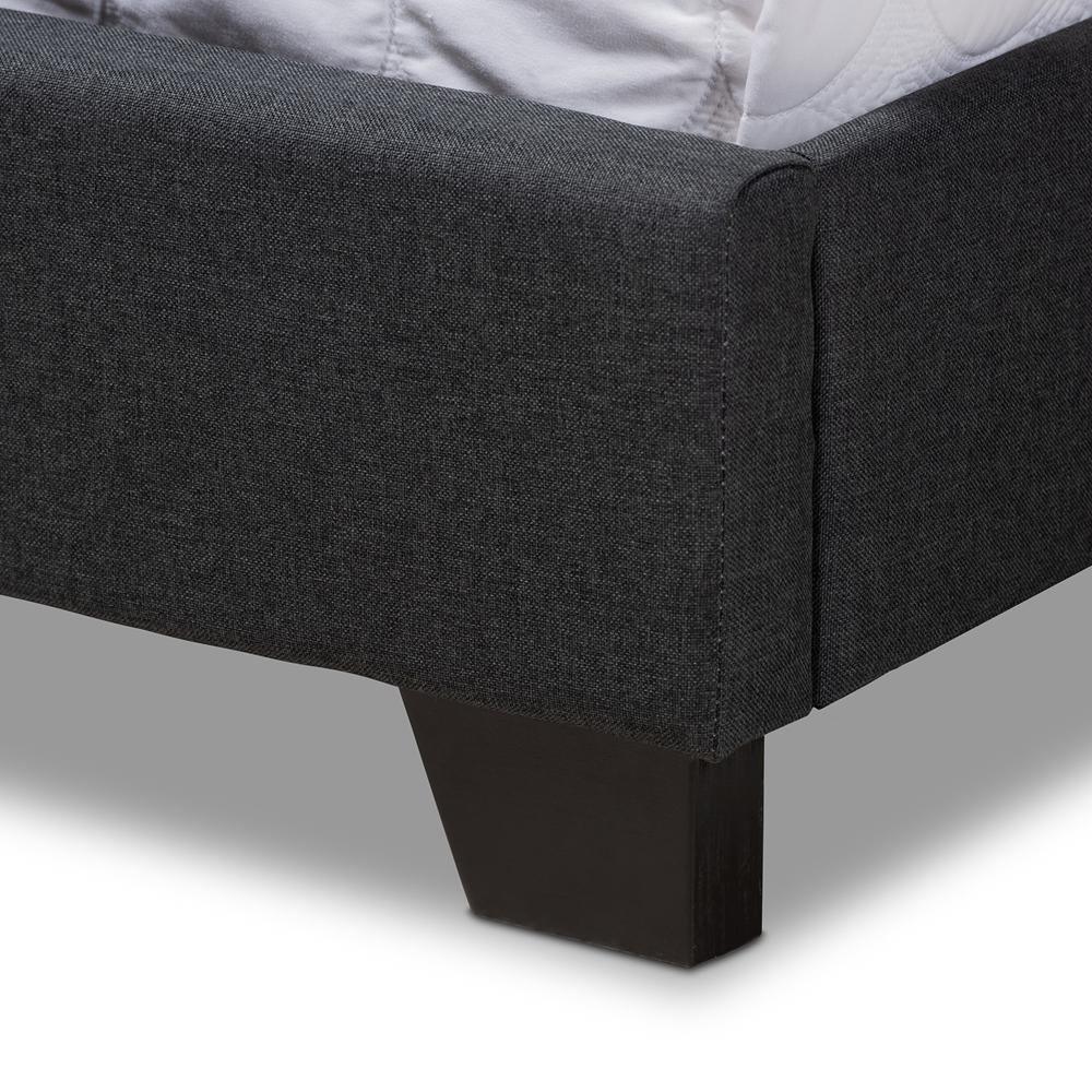 Alesha Modern and Contemporary Charcoal Grey Fabric Upholstered Queen Size Bed FredCo