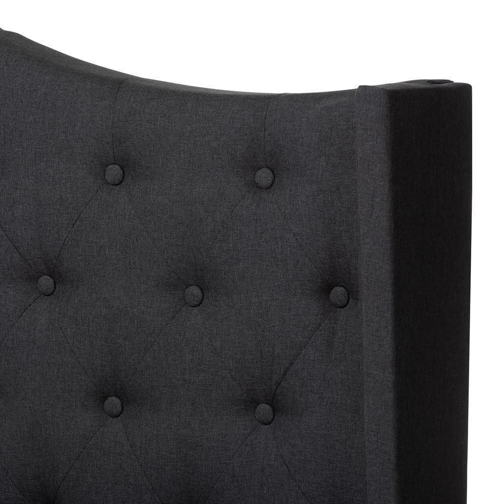 Alesha Modern and Contemporary Charcoal Grey Fabric Upholstered Queen Size Bed FredCo