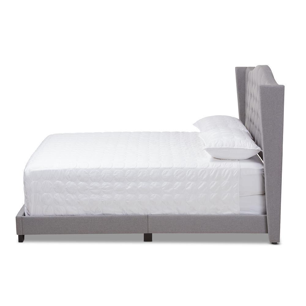 Alesha Modern and Contemporary Grey Fabric Upholstered King Size Bed FredCo