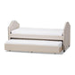 Alessia Modern and Contemporary Beige Fabric Upholstered Daybed with Guest Trundle Bed FredCo