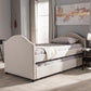 Alessia Modern and Contemporary Beige Fabric Upholstered Daybed with Guest Trundle Bed FredCo