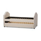 Alessia Modern and Contemporary Beige Fabric Upholstered Daybed with Guest Trundle Bed FredCo