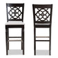 Alexandra Modern and Contemporary Grey Fabric Upholstered and Espresso Brown Finished Wood 2-Piece Bar Stool Set FredCo