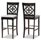 Alexandra Modern and Contemporary Grey Fabric Upholstered and Espresso Brown Finished Wood 2-Piece Bar Stool Set FredCo