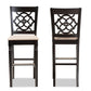 Alexandra Modern and Contemporary Sand Fabric Upholstered and Espresso Brown Finished Wood 2-Piece Bar Stool Set FredCo