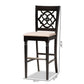 Alexandra Modern and Contemporary Sand Fabric Upholstered and Espresso Brown Finished Wood 2-Piece Bar Stool Set FredCo