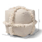 Alfro Moroccan Inspired Beige Handwoven Cotton Fringe Pouf Ottoman FredCo