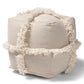 Alfro Moroccan Inspired Beige Handwoven Cotton Fringe Pouf Ottoman FredCo