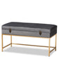 Aliana Glam and Luxe Grey Velvet Fabric Upholstered and Gold Finished Metal Large Storage Ottoman FredCo