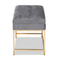 Aliana Glam and Luxe Grey Velvet Fabric Upholstered and Gold Finished Metal Large Storage Ottoman FredCo